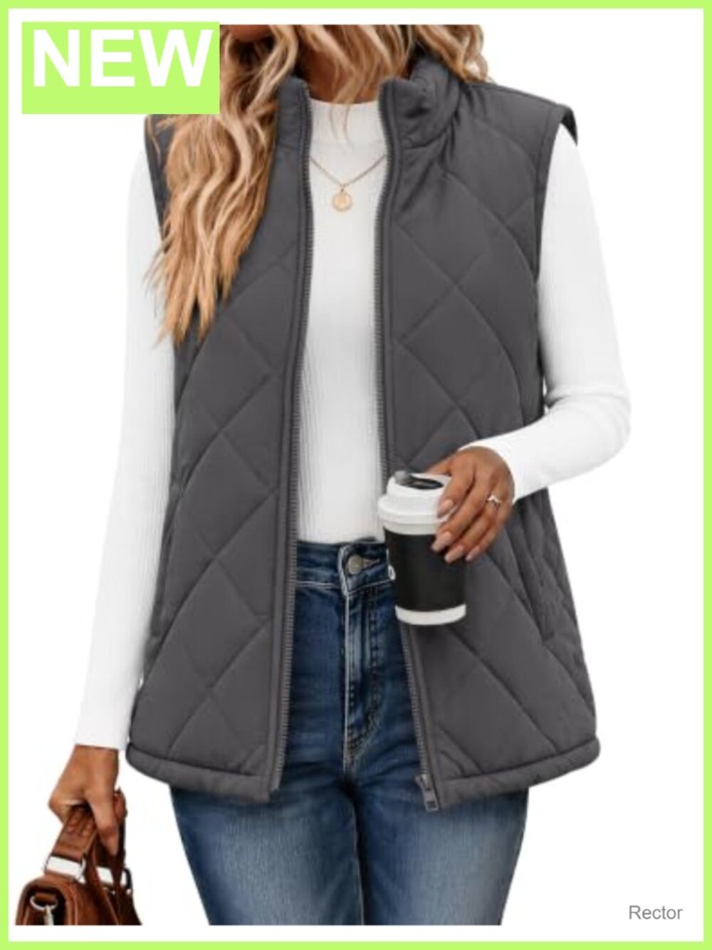 Women's Quilted Puffer Vest Zip Up Sleeveless Stand Collar Winter Layer
